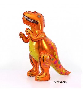 Balionas folinis didelis 4D "Dinozauras oranžinis T-rex" 64cm